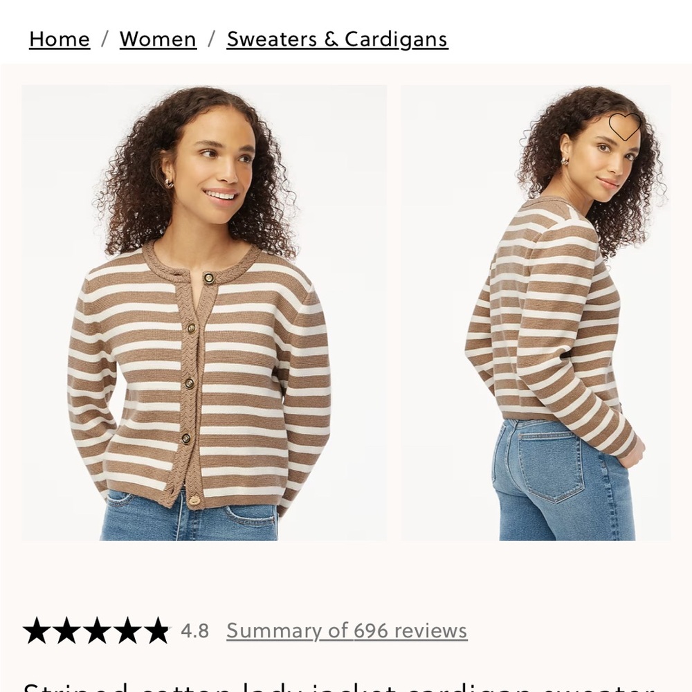 J crew Striped Brown and White Women's Sweater